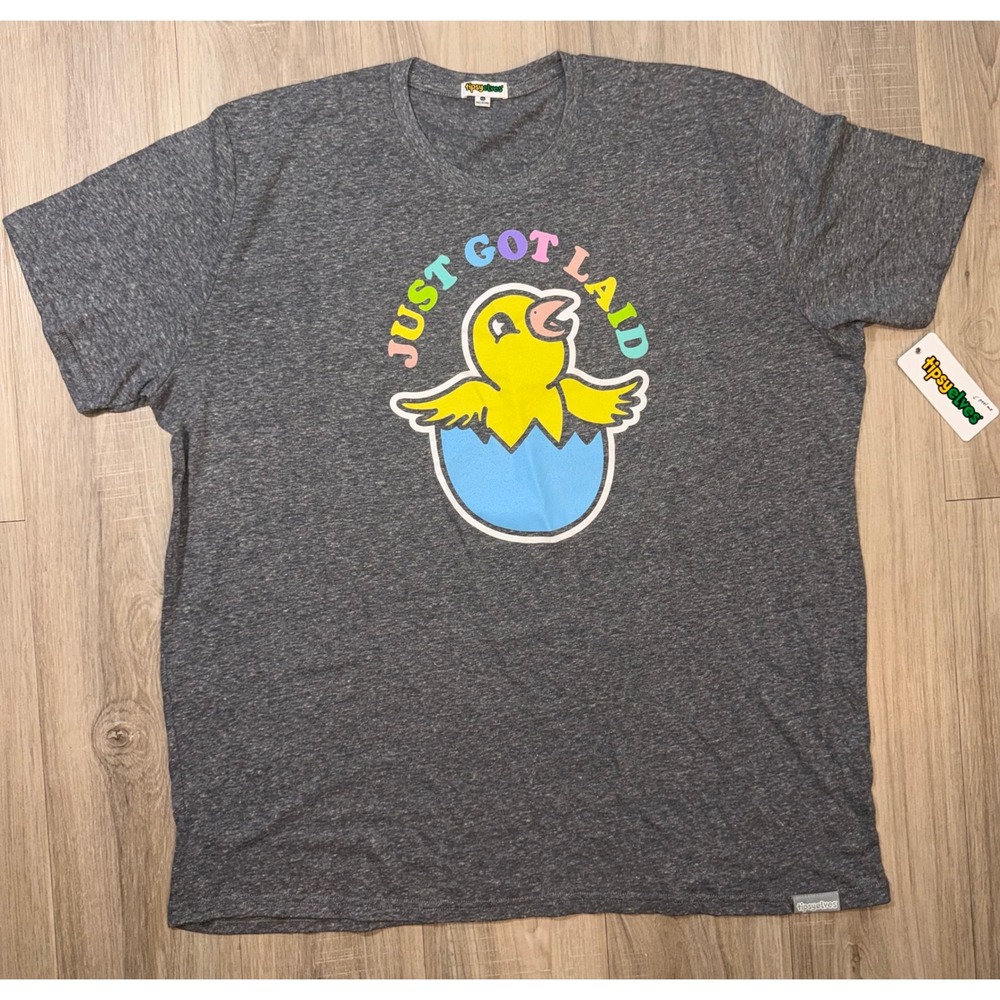 Tipsy Elves Mens Just Got Laid Graphic T-Shirt Charcoal Grey 4XL NWT
